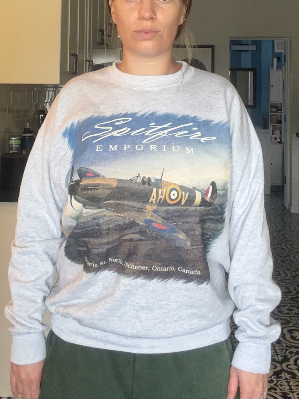 Vintage Hanes Light Gray Crewneck Sweatshirt with Spitfire Graphic - Picture 7 of 10
